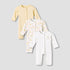 Pack of 3 Juniors Cotton Round Neck Long Sleeve Sleepsuit with Snap Button Closure - Yellow / 12-18 mths