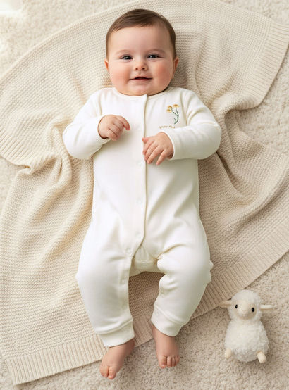 Pack of 3 Juniors Cotton Round Neck Long Sleeve Sleepsuit with Snap Button Closure-baby-girls-clothing-nightwear-sleepsuits-image-3