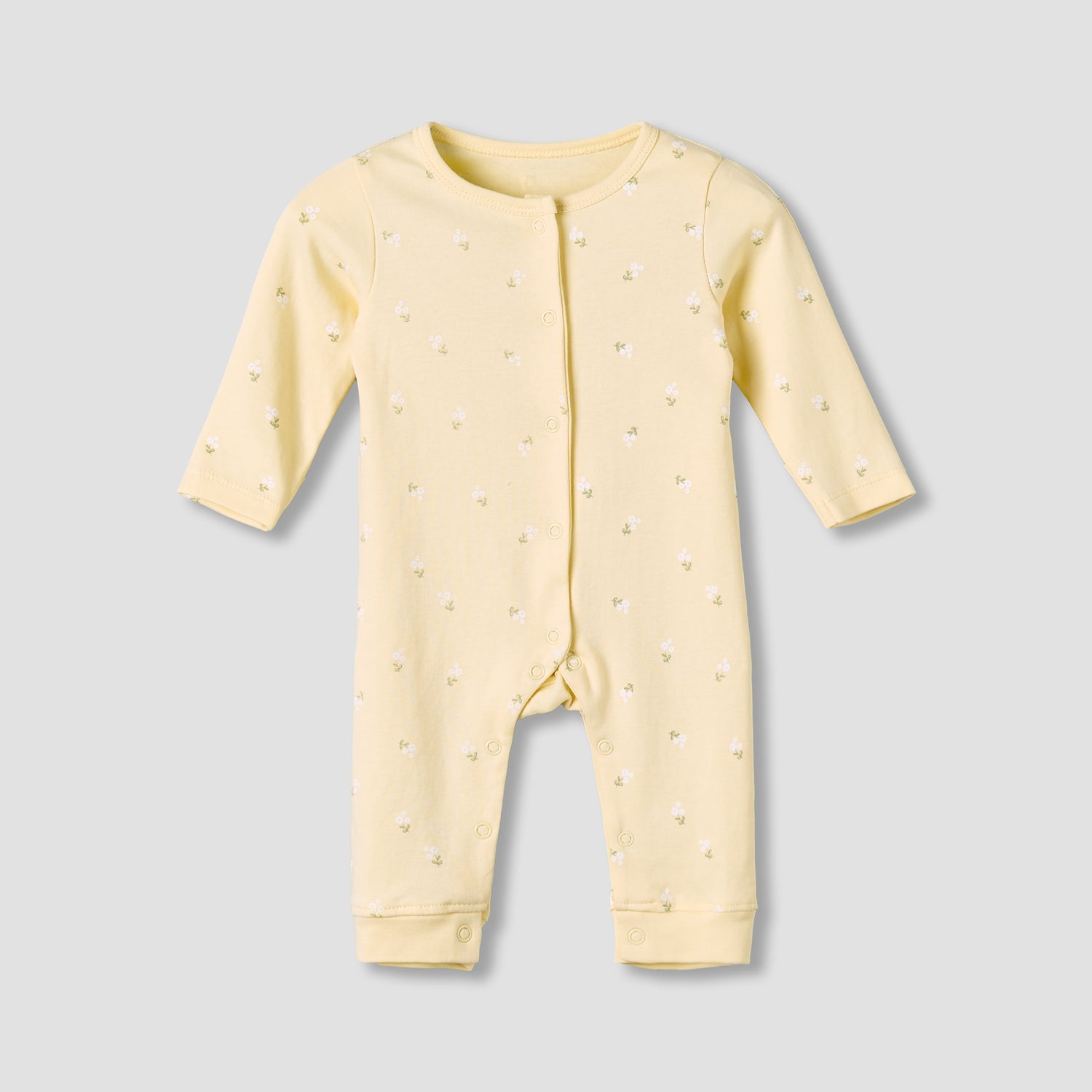 Pack of 3 Juniors Cotton Round Neck Long Sleeve Sleepsuit with Snap Button Closure