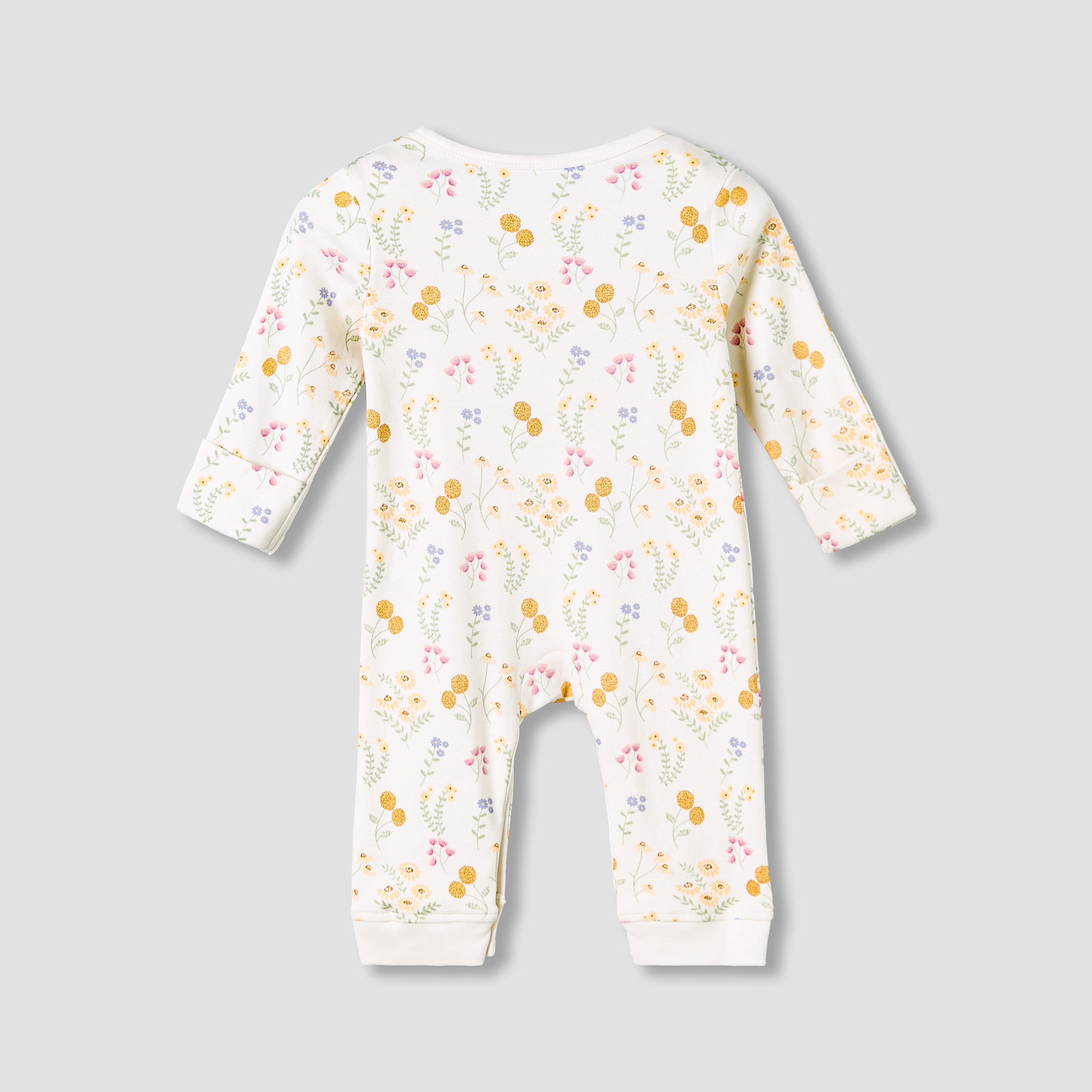 Pack of 3 Juniors Cotton Round Neck Long Sleeve Sleepsuit with Snap Button Closure