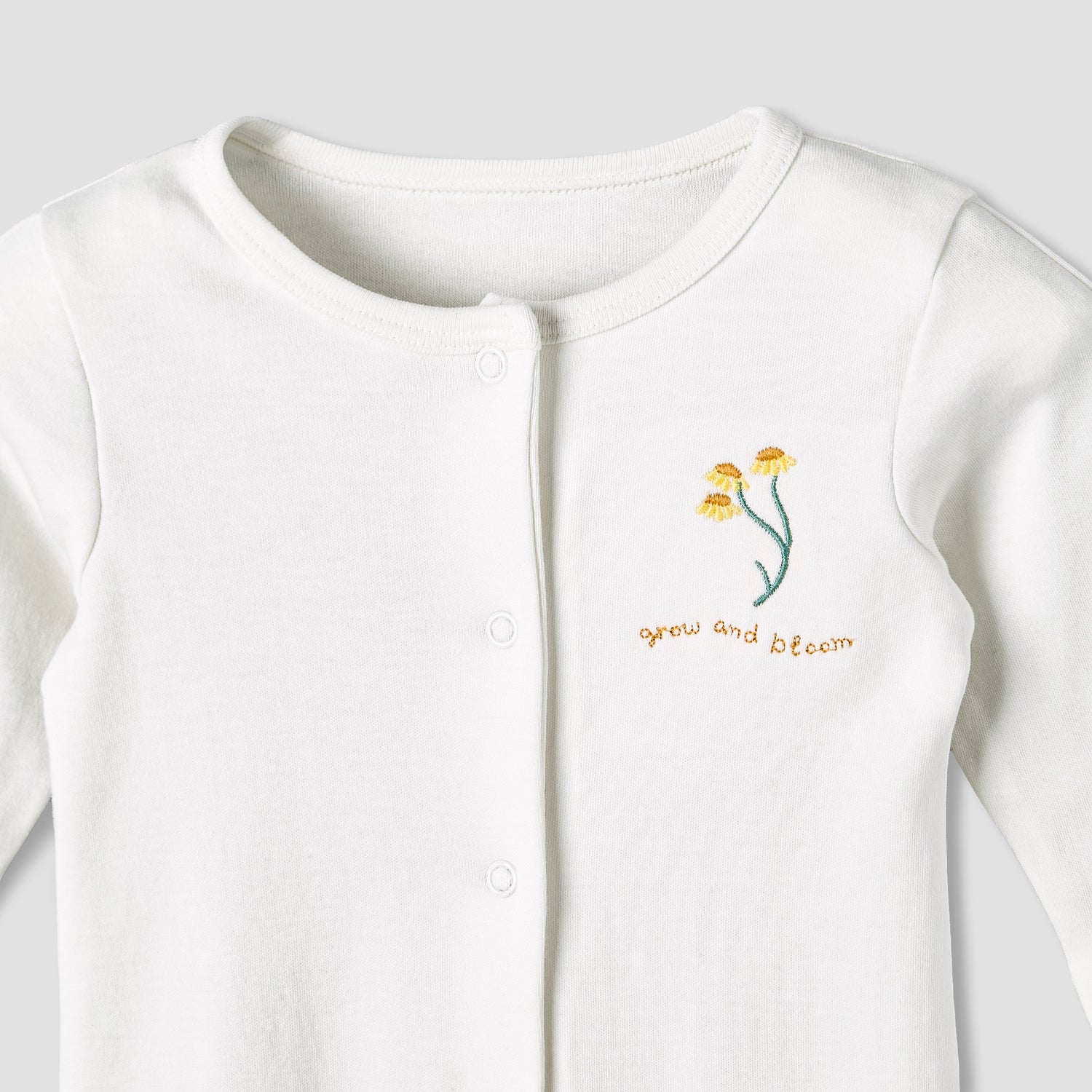 Pack of 3 Juniors Cotton Round Neck Long Sleeve Sleepsuit with Snap Button Closure