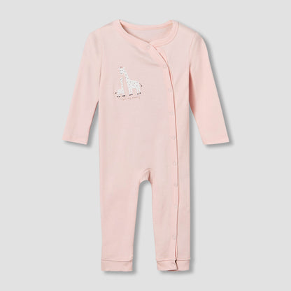 Pack of 3 Juniors Cotton Round Neck Long Sleeves Sleepsuit with Giraffe Print