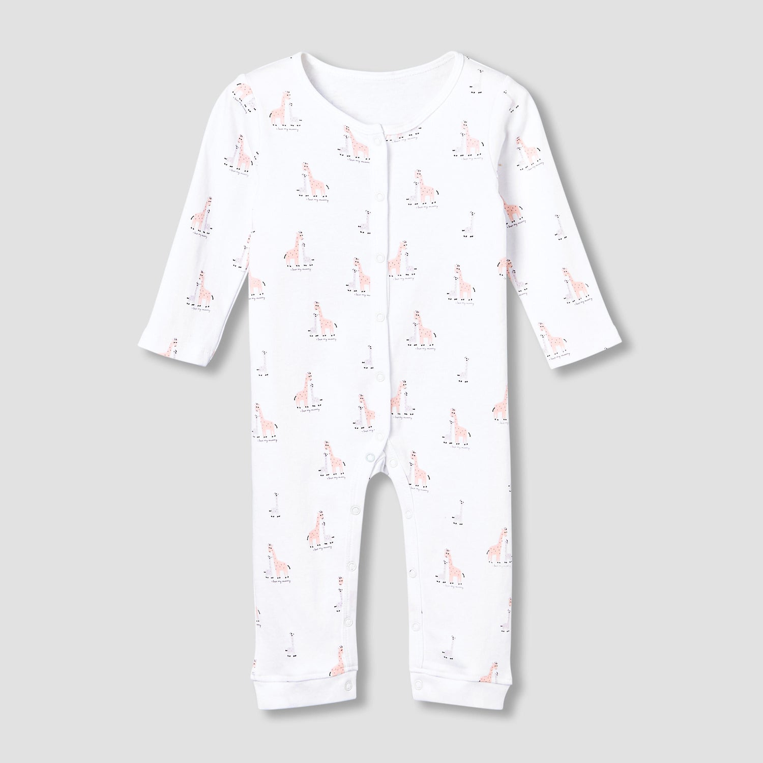Pack of 3 Juniors Cotton Round Neck Long Sleeves Sleepsuit with Giraffe Print