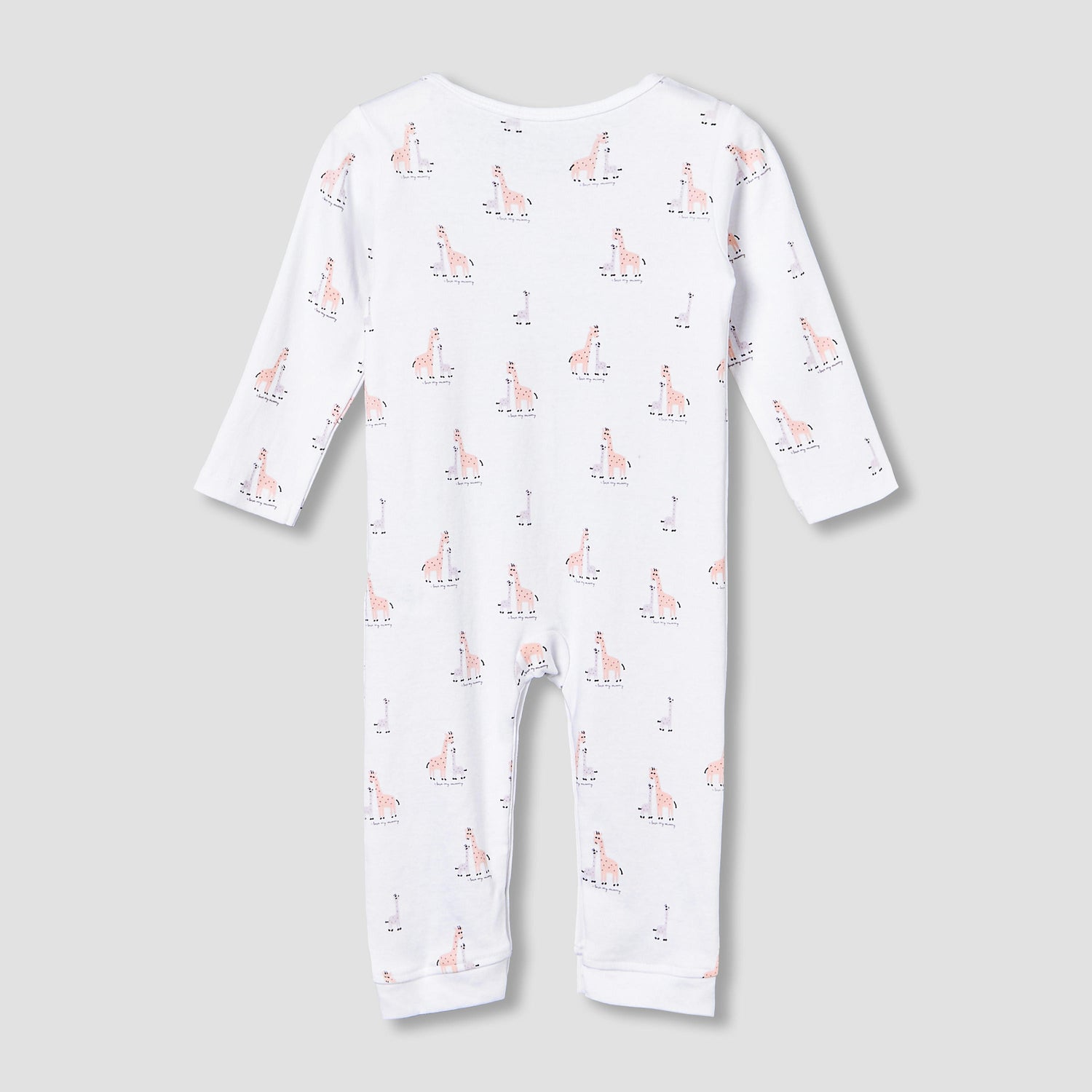Pack of 3 Juniors Cotton Round Neck Long Sleeves Sleepsuit with Giraffe Print