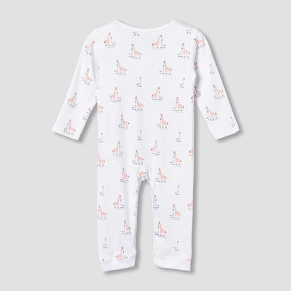 Pack of 3 Juniors Cotton Round Neck Long Sleeves Sleepsuit with Giraffe Print
