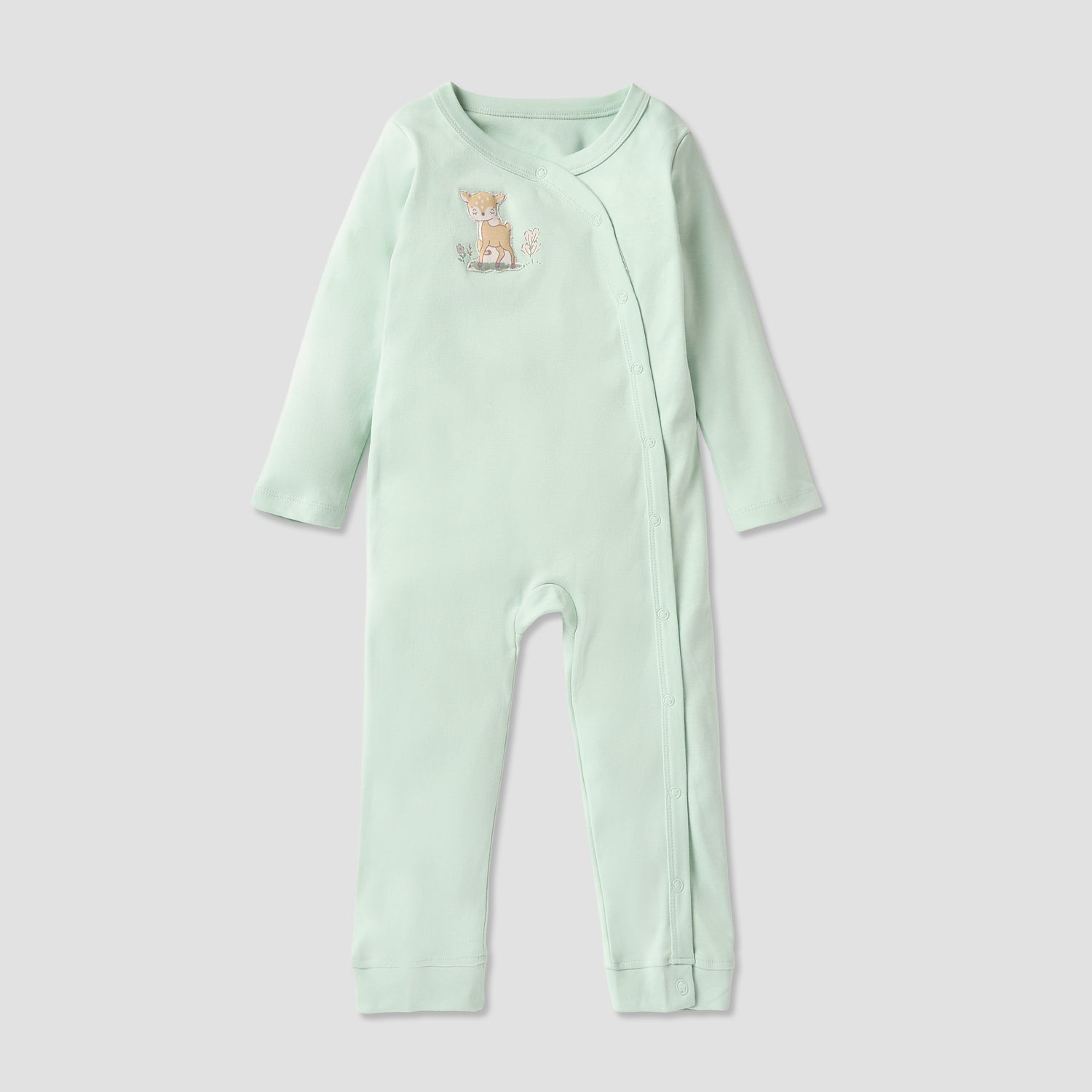 Juniors Printed Sleepsuit with Button Closure and Long Sleeves - Set of 3