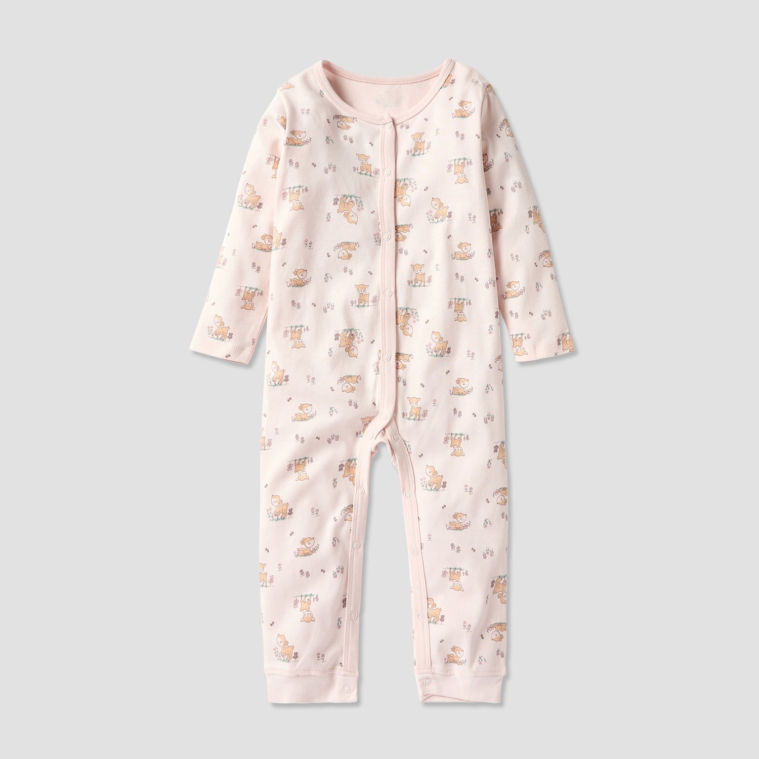 Juniors Printed Sleepsuit with Button Closure and Long Sleeves - Set of 3