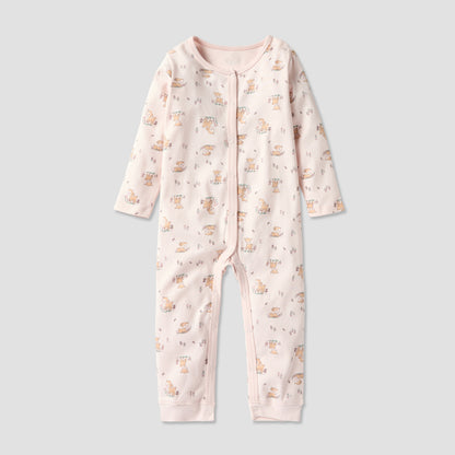 Juniors Printed Sleepsuit with Button Closure and Long Sleeves - Set of 3