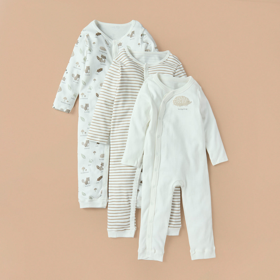 Juniors Printed Sleepsuit with Button Closure - Set of 3 - Green / 12-18 mths