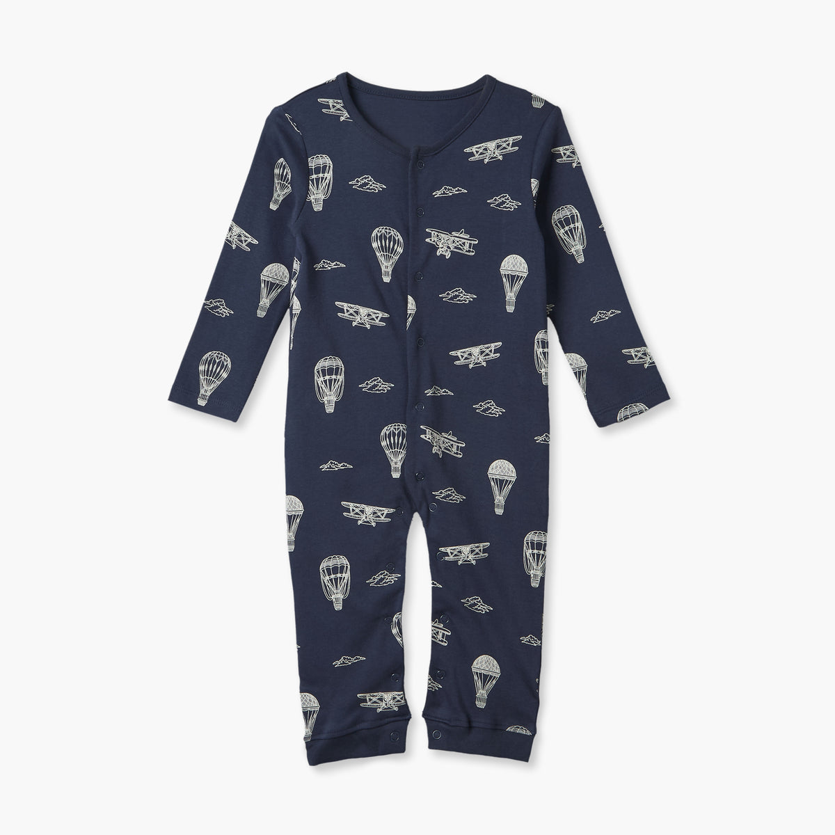 Pack of 3 Juniors Cotton Crew Neck Long Sleeves Sleepsuit with Hot Air Balloon Print