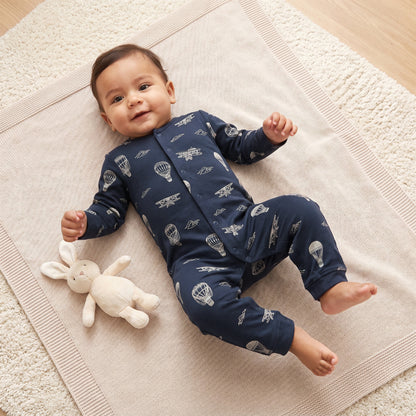 Pack of 3 Juniors Cotton Crew Neck Long Sleeves Sleepsuit with Hot Air Balloon Print