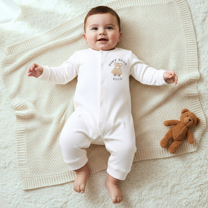 Pack of 3 Juniors Cotton Round Neck Long Sleeve Sleepsuit with Snap Button Closure