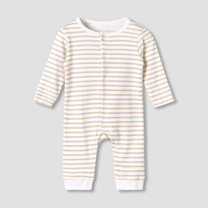 Pack of 3 Juniors Cotton Round Neck Long Sleeve Sleepsuit with Snap Button Closure