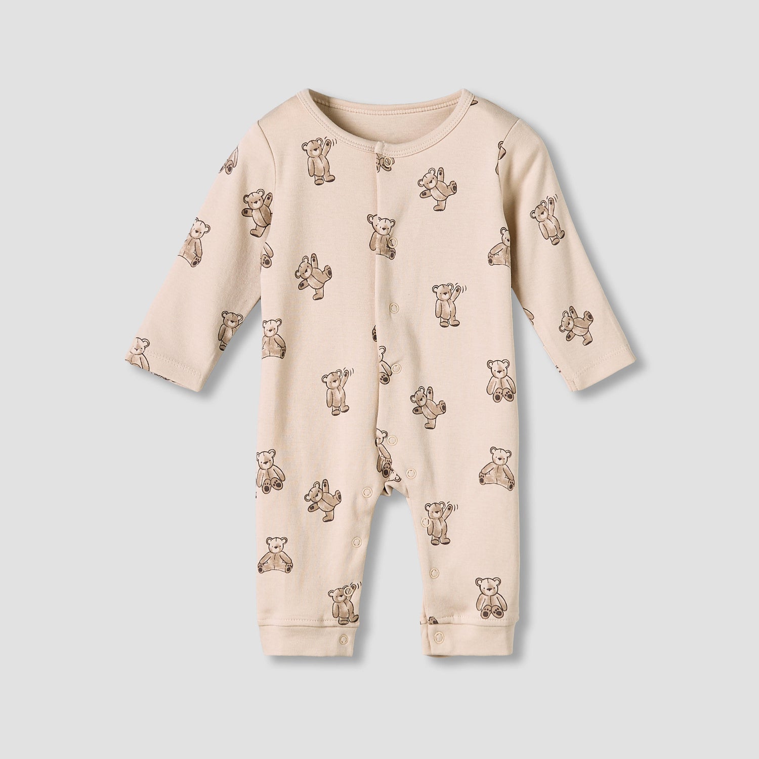Pack of 3 Juniors Cotton Round Neck Long Sleeve Sleepsuit with Snap Button Closure