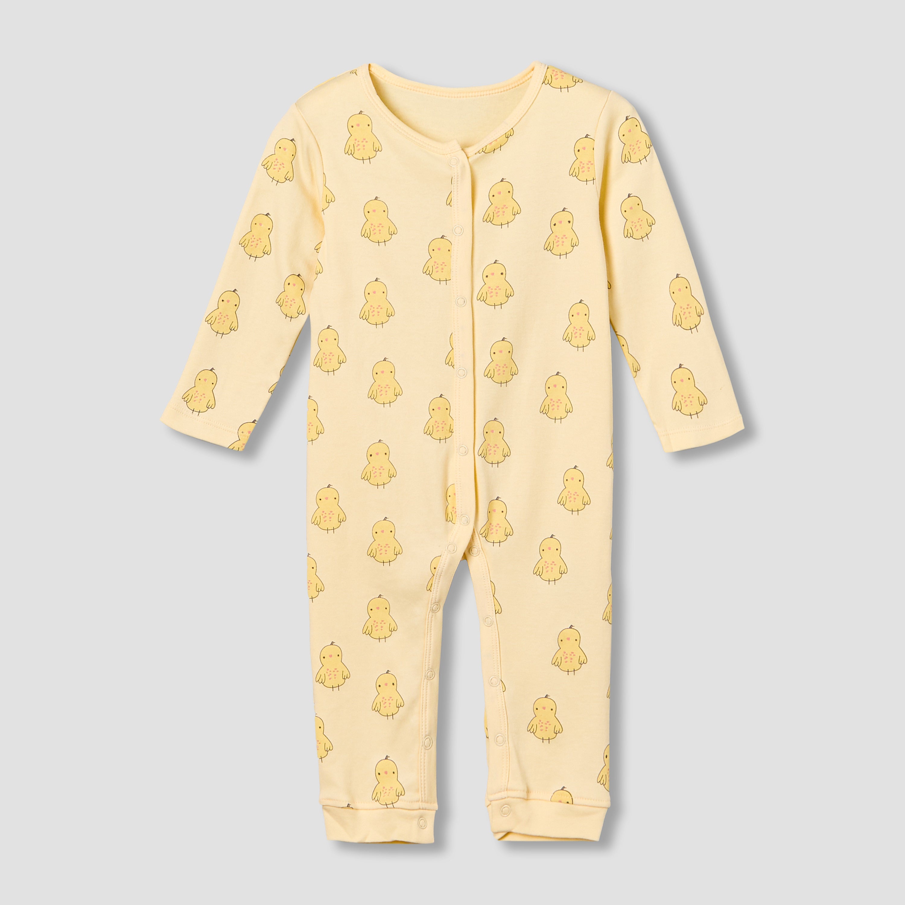 Pack of 3 Juniors Cotton Round Neck Long Sleeves Sleepsuit with Animal Print