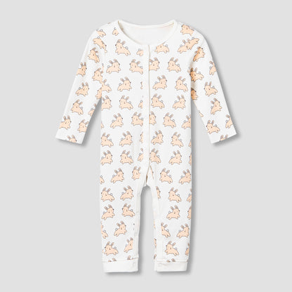 Pack of 3 Juniors Cotton Round Neck Long Sleeves Sleepsuit with Animal Print