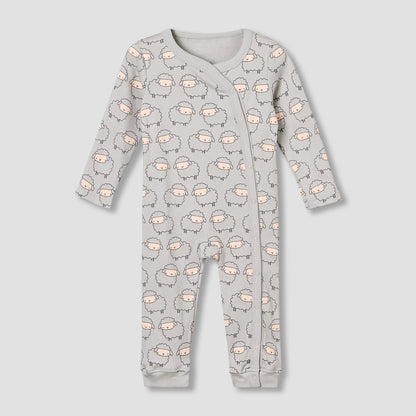 Pack of 3 Juniors Cotton Round Neck Long Sleeves Sleepsuit with Animal Print