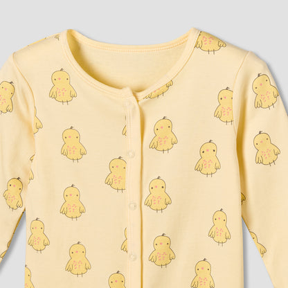 Pack of 3 Juniors Cotton Round Neck Long Sleeves Sleepsuit with Animal Print