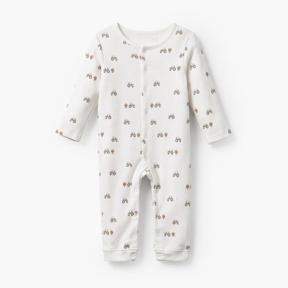 Pack of 3 Juniors Cotton Crew Neck Long Sleeves Sleepsuit with Construction Vehicle Print
