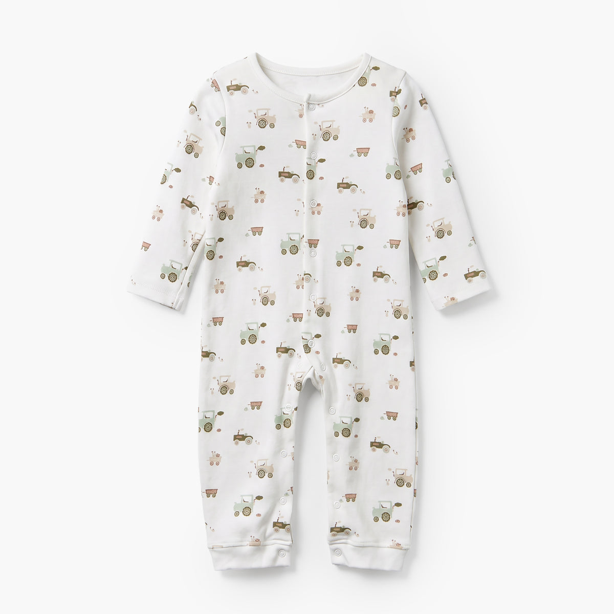 Pack of 3 Juniors Cotton Crew Neck Long Sleeves Sleepsuit with Construction Vehicle Print