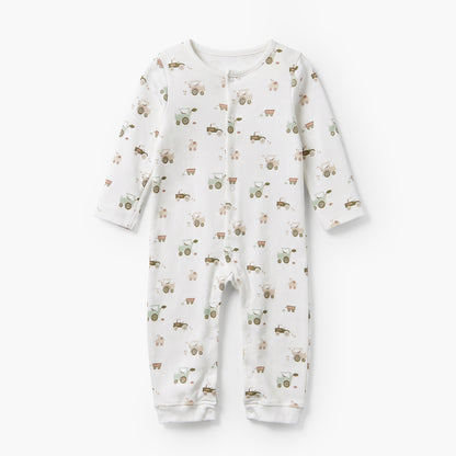 Pack of 3 Juniors Cotton Crew Neck Long Sleeves Sleepsuit with Construction Vehicle Print