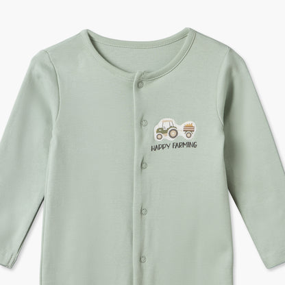 Pack of 3 Juniors Cotton Crew Neck Long Sleeves Sleepsuit with Construction Vehicle Print
