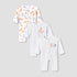 Pack of 3 Juniors Cotton Long Sleeve Sleepsuit with Safari Print - White / 12-18 mths