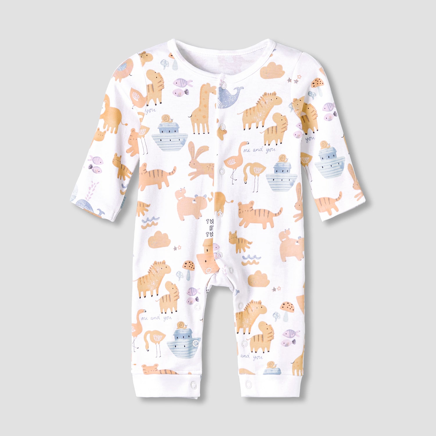 Pack of 3 Juniors Cotton Long Sleeve Sleepsuit with Safari Print