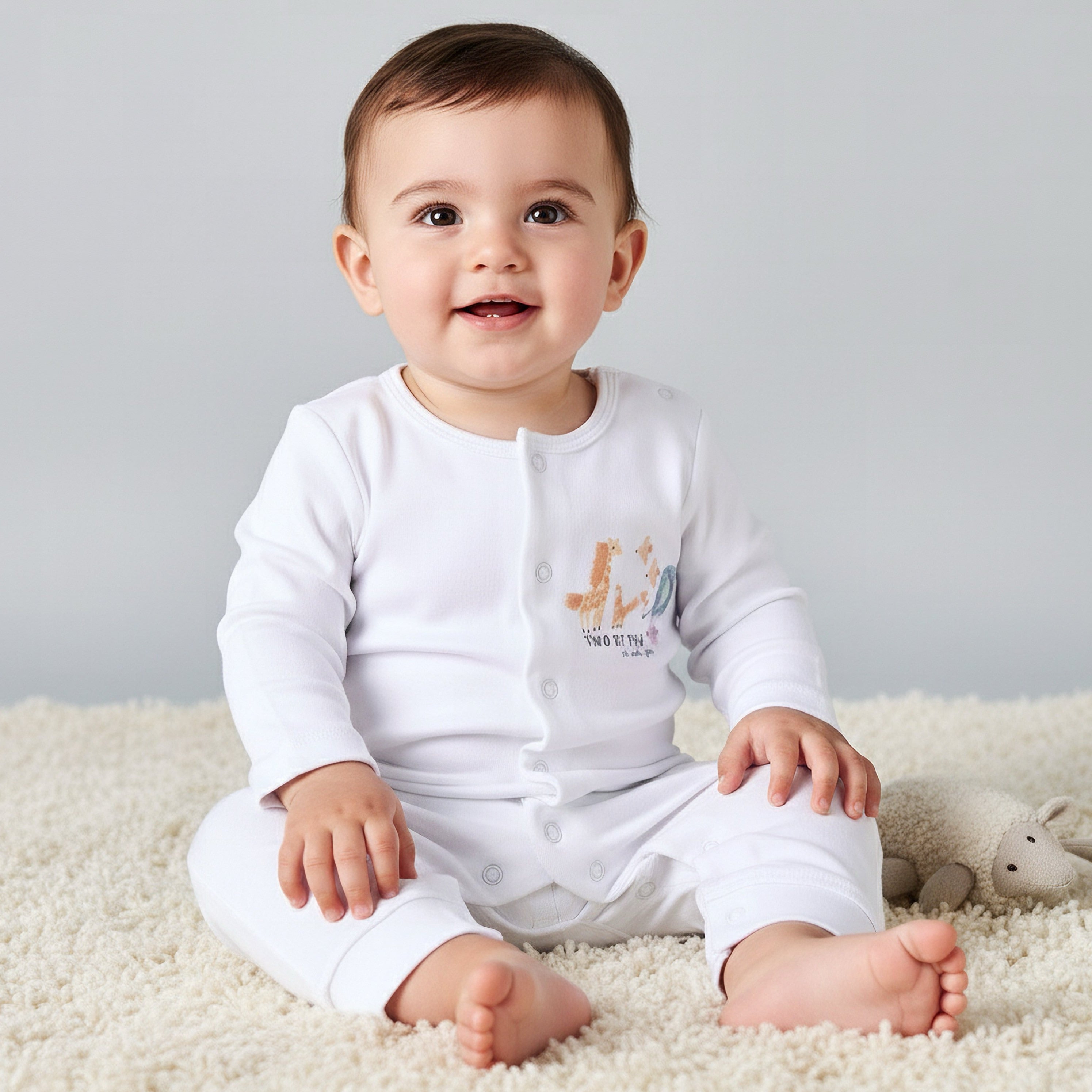Pack of 3 Juniors Cotton Long Sleeve Sleepsuit with Safari Print