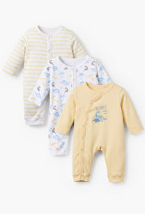 Pack of 3 Juniors Cotton Round Neck Long Sleeves Sleepsuit with Sailboat Print-undefined-image-1