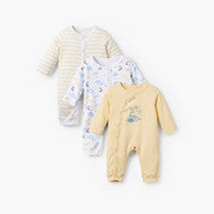Pack of 3 Juniors Cotton Round Neck Long Sleeves Sleepsuit with Sailboat Print-undefined-image-1