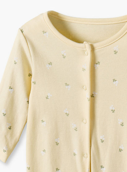 Pack of 3 Juniors Cotton Crew Neck Long Sleeves Sleepsuit with Floral Print-baby-girls-clothing-nightwear-sleepsuits-image-7