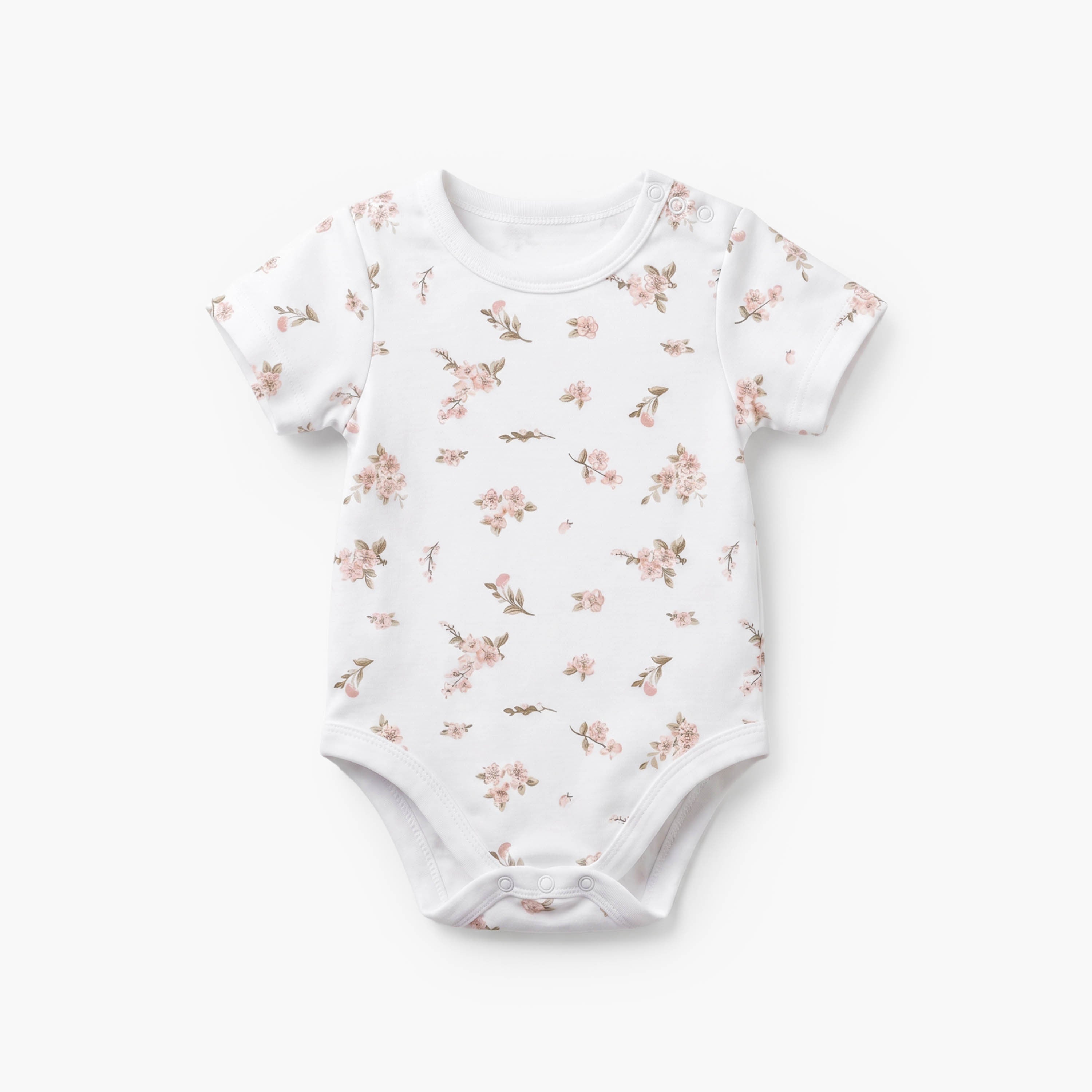 Pack of 5 Juniors Cotton Crew Neck Short Sleeves Bodysuit with Assorted Prints