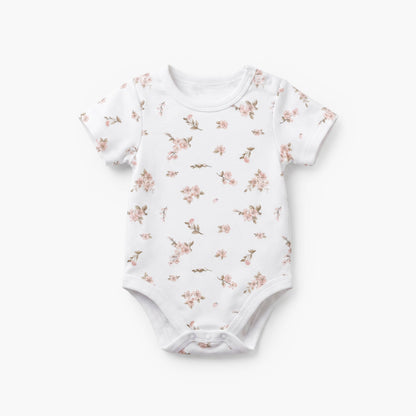 Pack of 5 Juniors Cotton Crew Neck Short Sleeves Bodysuit with Assorted Prints