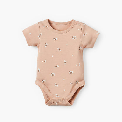Pack of 5 Juniors Cotton Crew Neck Short Sleeves Bodysuit with Assorted Prints