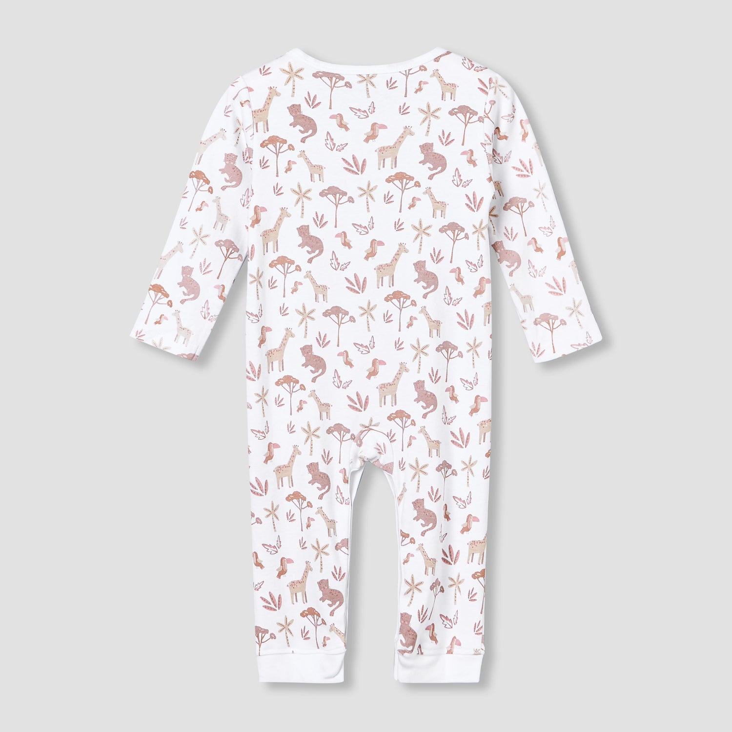 Pack of 3 Juniors Cotton Round Neck Long Sleeves Sleepsuit with Safari Print