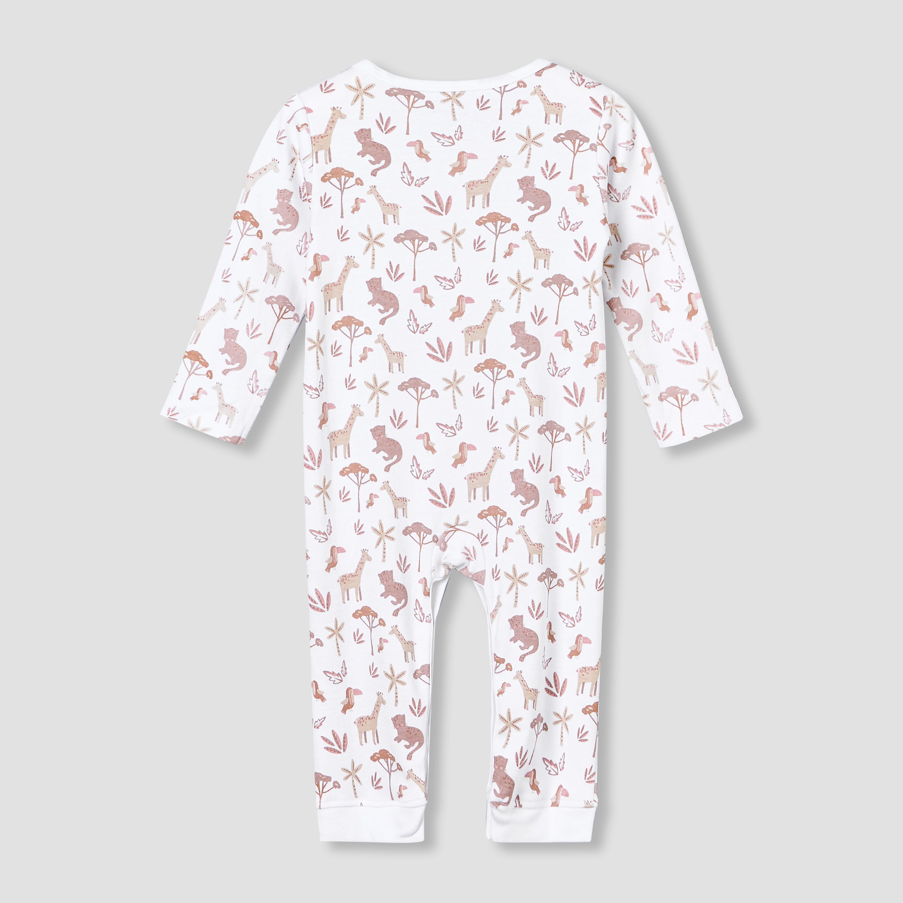 Pack of 3 Juniors Cotton Round Neck Long Sleeves Sleepsuit with Safari Print