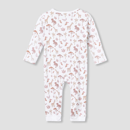 Pack of 3 Juniors Cotton Round Neck Long Sleeves Sleepsuit with Safari Print