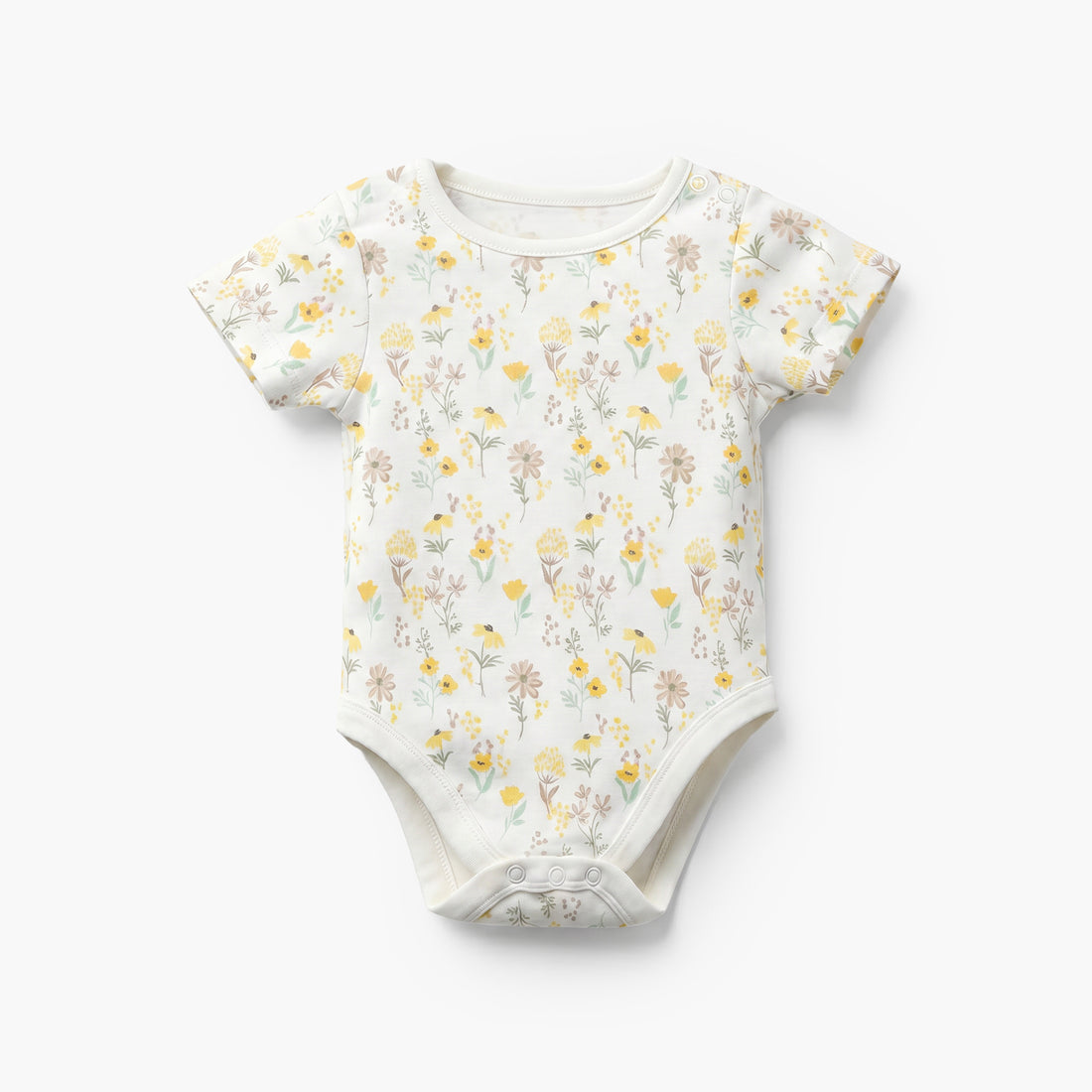 Pack of 5 Juniors Cotton Crew Neck Short Sleeves Bodysuit with Floral Print