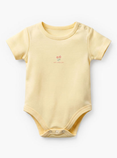 Pack of 5 Juniors Cotton Crew Neck Short Sleeves Bodysuit with Floral Print-baby-girls-clothing-bodysuits-image-4