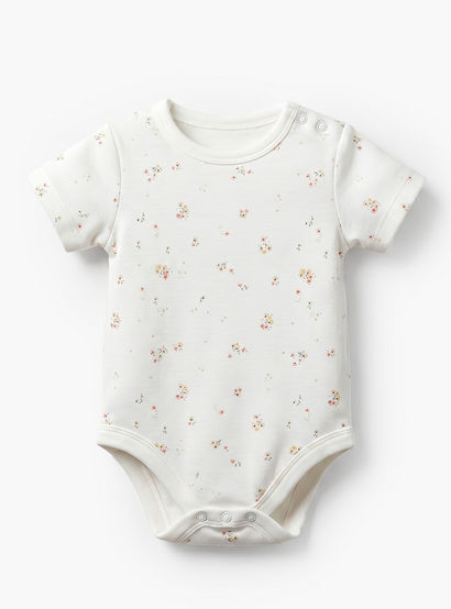 Pack of 5 Juniors Cotton Crew Neck Short Sleeves Bodysuit with Floral Print-baby-girls-clothing-bodysuits-image-5