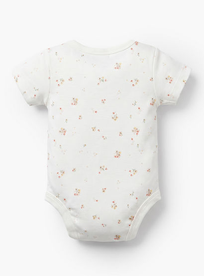 Pack of 5 Juniors Cotton Crew Neck Short Sleeves Bodysuit with Floral Print-baby-girls-clothing-bodysuits-image-6