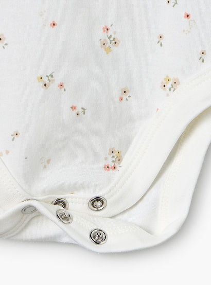 Pack of 5 Juniors Cotton Crew Neck Short Sleeves Bodysuit with Floral Print-baby-girls-clothing-bodysuits-image-7