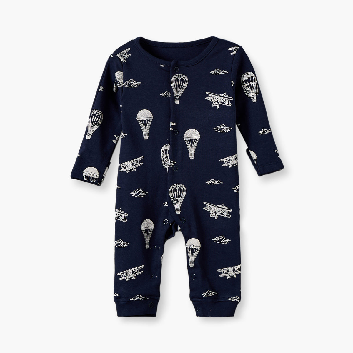 Pack of 3 Juniors Cotton Crew Neck Long Sleeves Sleepsuit with Hot Air Balloon Print