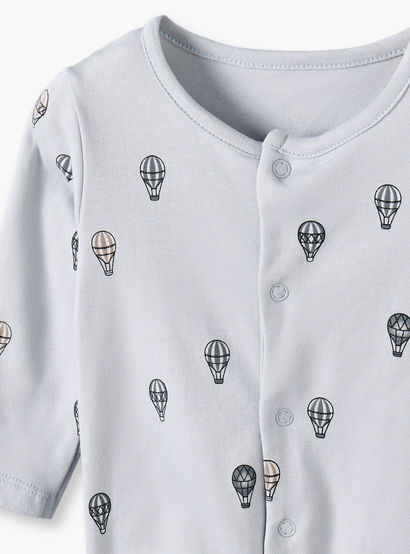 Pack of 3 Juniors Cotton Crew Neck Long Sleeves Sleepsuit with Hot Air Balloon Print-baby-boys-clothing-nightwear-sleepsuits-image-7