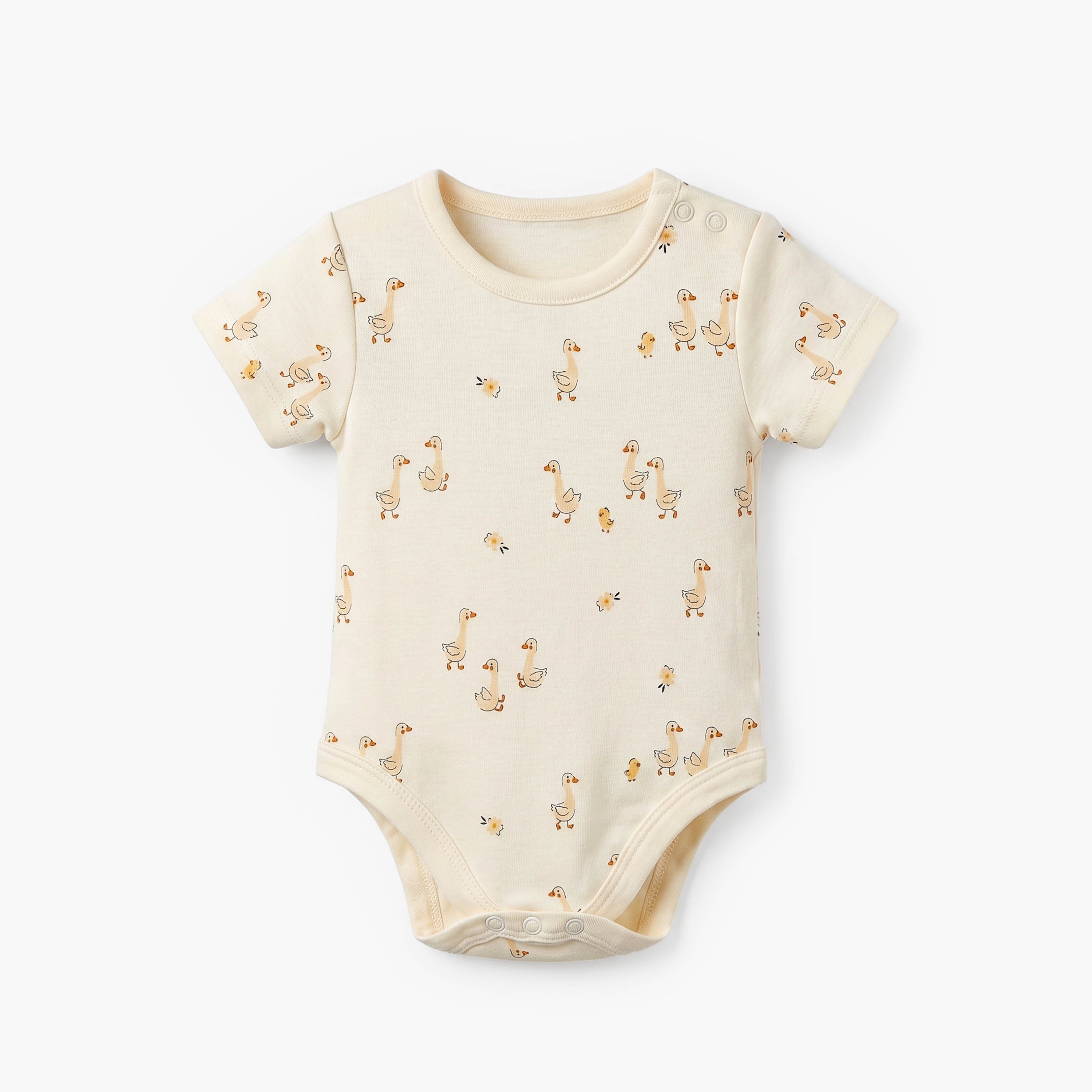 Pack of 5 Juniors Crew Neck Short Sleeves Bodysuit with Duck Print