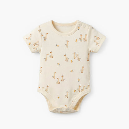 Pack of 5 Juniors Crew Neck Short Sleeves Bodysuit with Duck Print