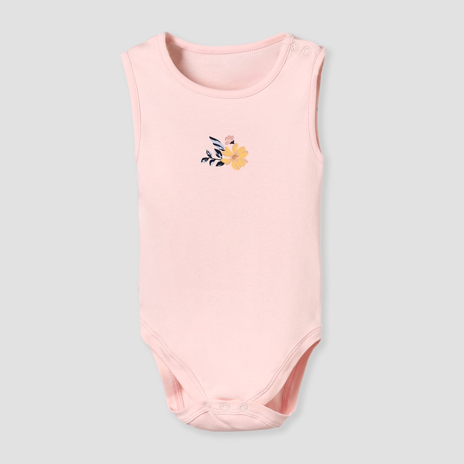 Pack of 5 Juniors Cotton Round Neck Sleeveless Bodysuit with Floral Print