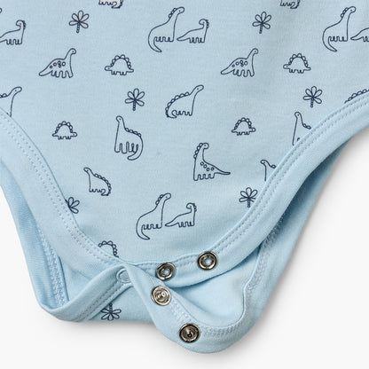 Pack of 5 Juniors Cotton Crew Neck Short Sleeves Bodysuit with Dinosaur Print