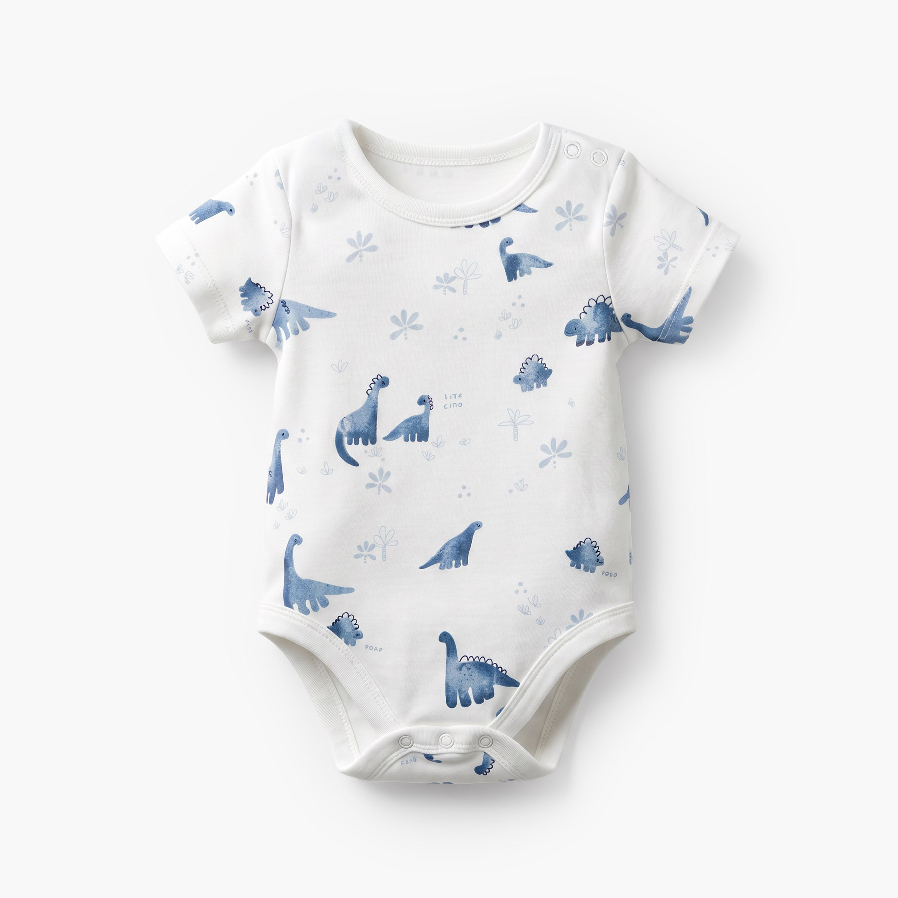 Pack of 5 Juniors Cotton Crew Neck Short Sleeves Bodysuit with Dinosaur Print